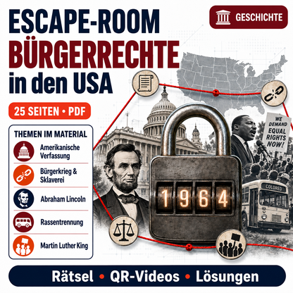 Escape-Room Bürgerrechte in den USA | Geschichte Arbeitsmaterial | 25 Seiten PDF