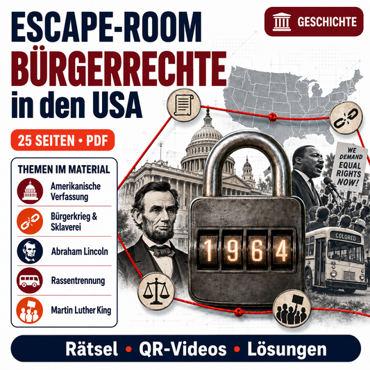 Escape-Room Bürgerrechte in den USA | Geschichte Arbeitsmaterial | 25 Seiten PDF