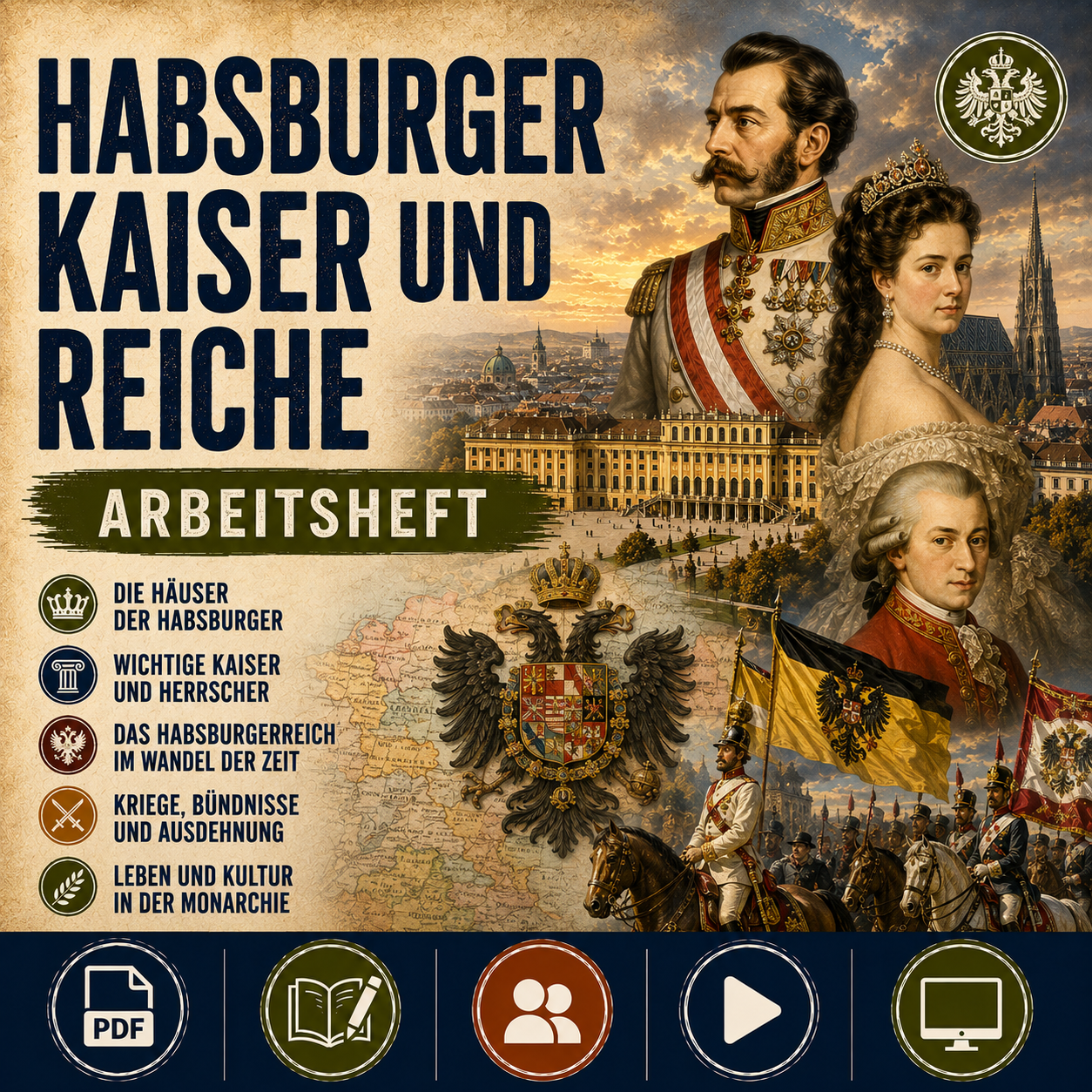Habsburger Kaiser und Reiche – Arbeitsheft Geschichte (PDF, 28 Seiten)