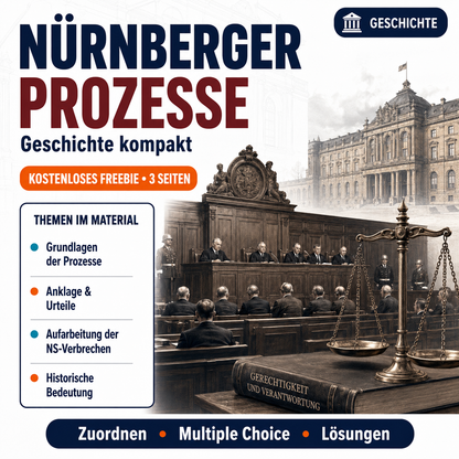 Geschichte-Freebie: Nürnberger Prozesse, Arbeitsblätter mit Lösungen, 3 Seiten