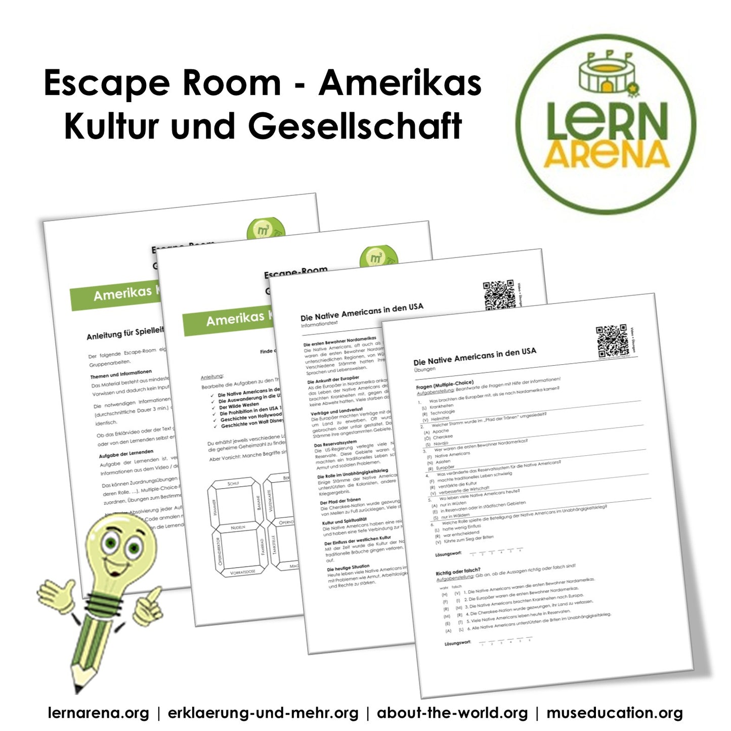 Escape-Room Amerika: Kultur und Gesellschaft | Geschichte Arbeitsmaterial | 30 Seiten PDF