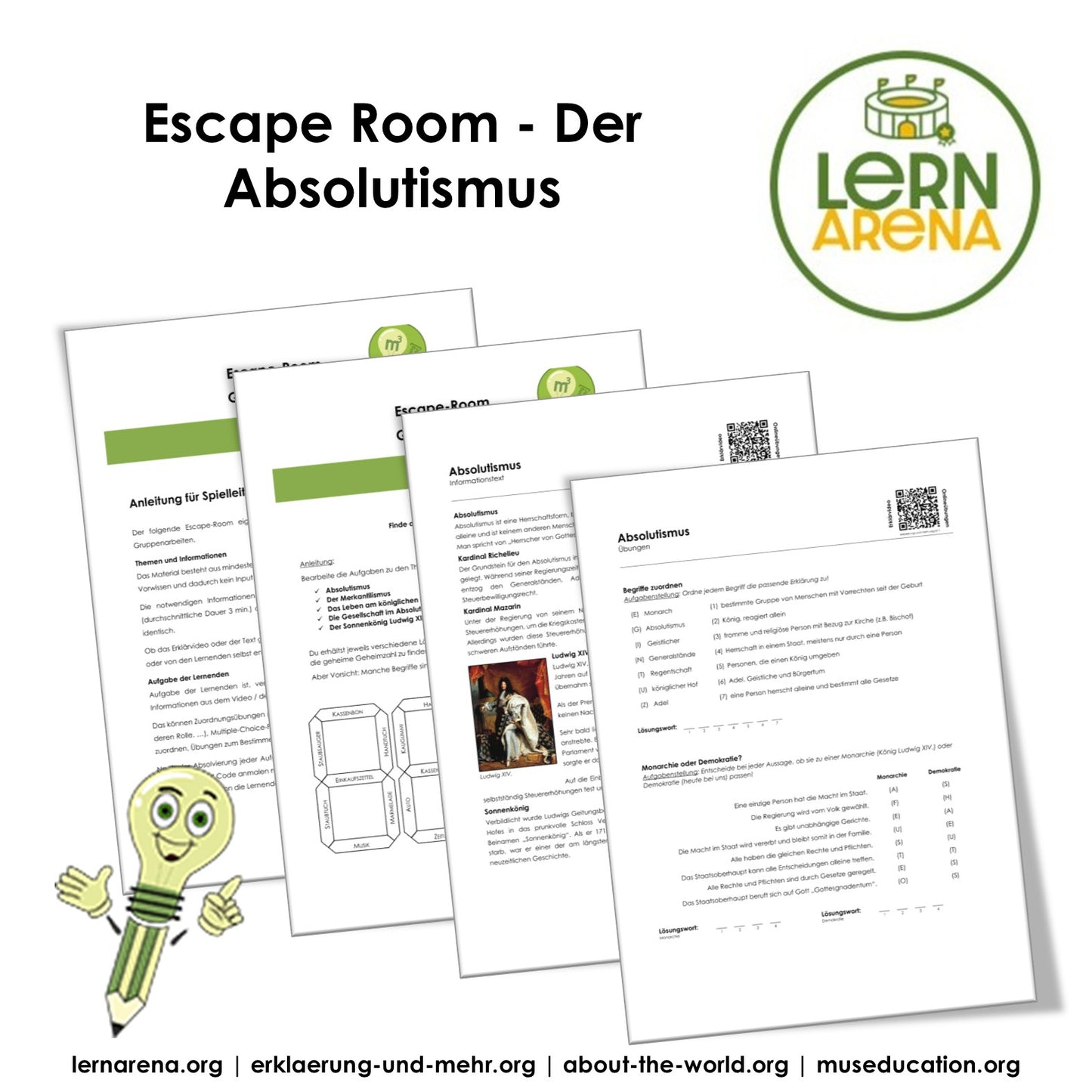 Escape Room: Der Absolutismus Arbeitsheft (26 Seiten) | Rätsel + Übungen | inkl. Lösungen | PDF