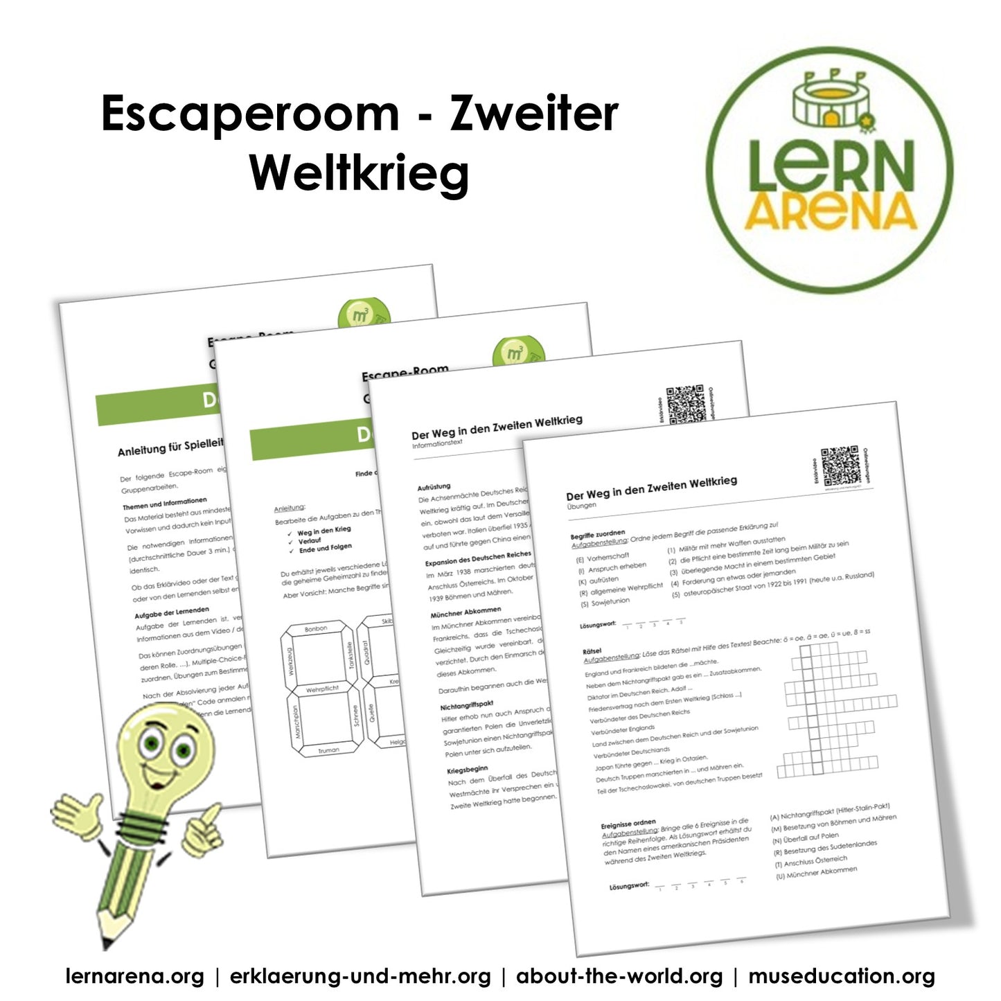Escape Room: Der Zweite Weltkrieg Arbeitsheft (21 Seiten) | Rätsel + Übungen | inkl. Lösungen | PDF