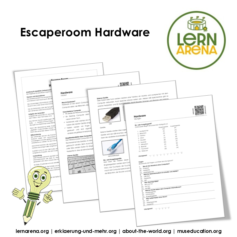 Escape Room Hardware (Informatik) | QR Codes, Infotexte, Übungen und Lösungen (PDF) | 39 Seiten – Titelbild