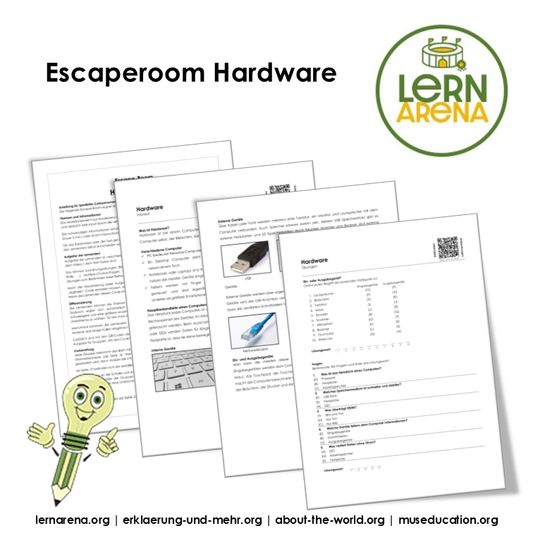 Escape Room Hardware (Informatik) | QR Codes, Infotexte, Übungen und Lösungen (PDF) | 39 Seiten – Titelbild