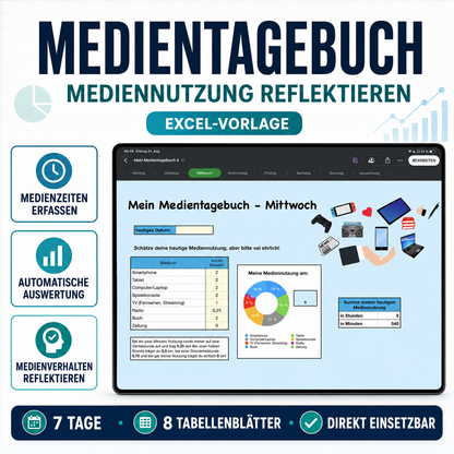 Medientagebuch Excel-Vorlage | Mediennutzung reflektieren