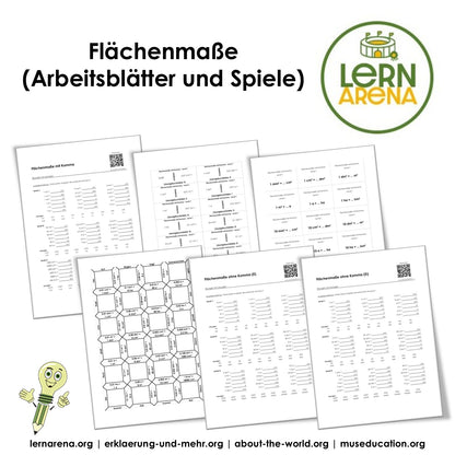Flächenmaße mit Komma (mm², cm², dm², m², a, ha, km²) | Arbeitsheft (172 Seiten inkl. Lösungen) – Titelbild