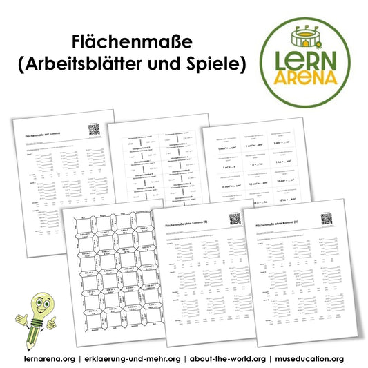 Flächenmaße mit Komma (mm², cm², dm², m², a, ha, km²) | Arbeitsheft (172 Seiten inkl. Lösungen) – Titelbild