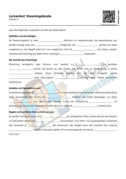 Streamingdienste einfach erklärt – Arbeitsheft mit Erklärvideo, Übungen & Lösungen | 10 Seiten PDF