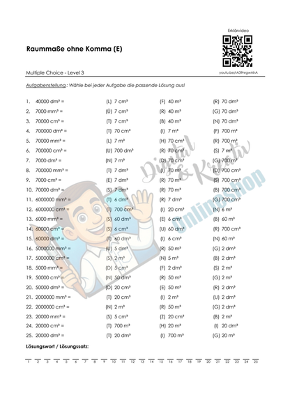 Raummaße mit Komma (mm³, cm³, dm³, m³) | Arbeitsheft (177 Seiten inkl. Lösungen)