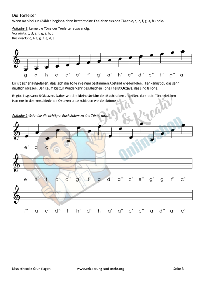 Musiktheorie Grundlagen – Teil 1 – 29-seitiges Arbeitsheft (PDF)