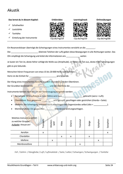 Musiktheorie Grundlagen – Teil 2 | 34-seitiges Arbeitsheft zu Intervallen, Akkorden & Schlagzeug (PDF)
