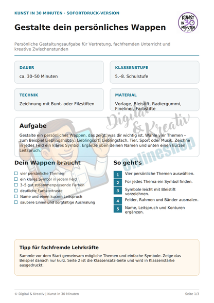 Kunst in 30 Minuten – 5 kreative Sofortdruck-Projekte | 15-seitiges Bundle