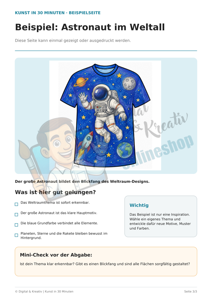 Gestalte dein eigenes T-Shirt – Astronaut im Weltall | Kunst in 30 Minuten