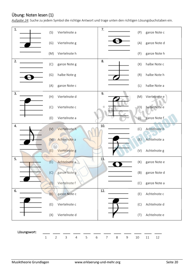 Musiktheorie Grundlagen – Teil 1 – 29-seitiges Arbeitsheft (PDF)