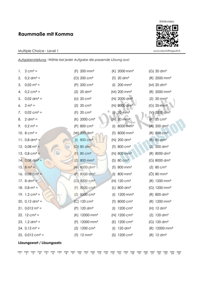 Raummaße mit Komma (mm³, cm³, dm³, m³) | Arbeitsheft (177 Seiten inkl. Lösungen)
