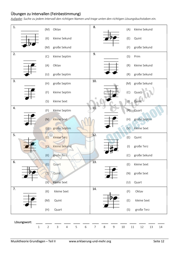 Musiktheorie Grundlagen – Teil 2 | 34-seitiges Arbeitsheft zu Intervallen, Akkorden & Schlagzeug (PDF)