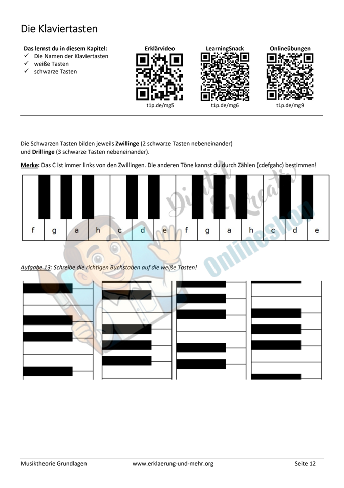 Musiktheorie Grundlagen – Teil 1 – 29-seitiges Arbeitsheft (PDF)