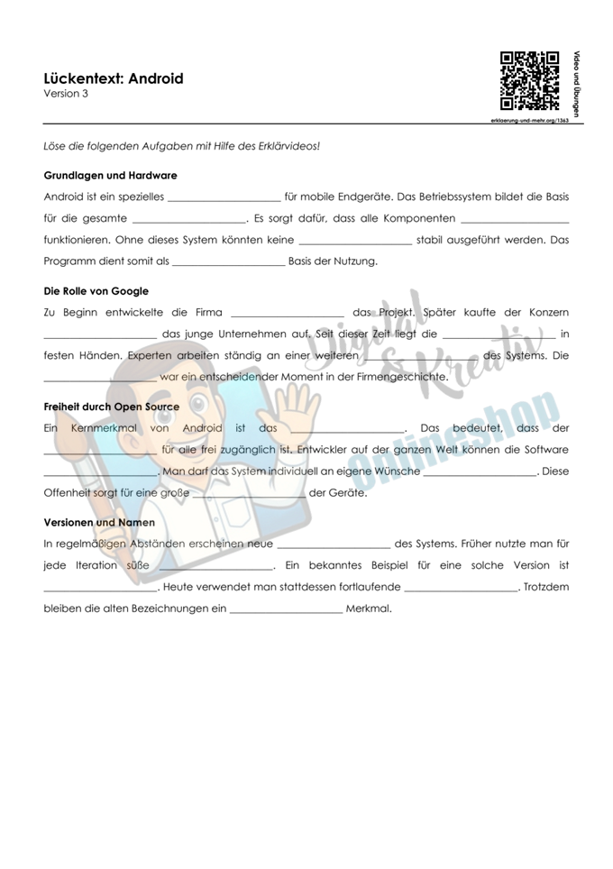 Android einfach erklärt – Arbeitsheft mit Erklärvideo, Übungen und Lösungen | 10 Seiten PDF
