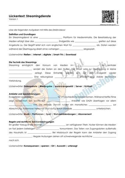 Streamingdienste einfach erklärt – Arbeitsheft mit Erklärvideo, Übungen & Lösungen | 10 Seiten PDF
