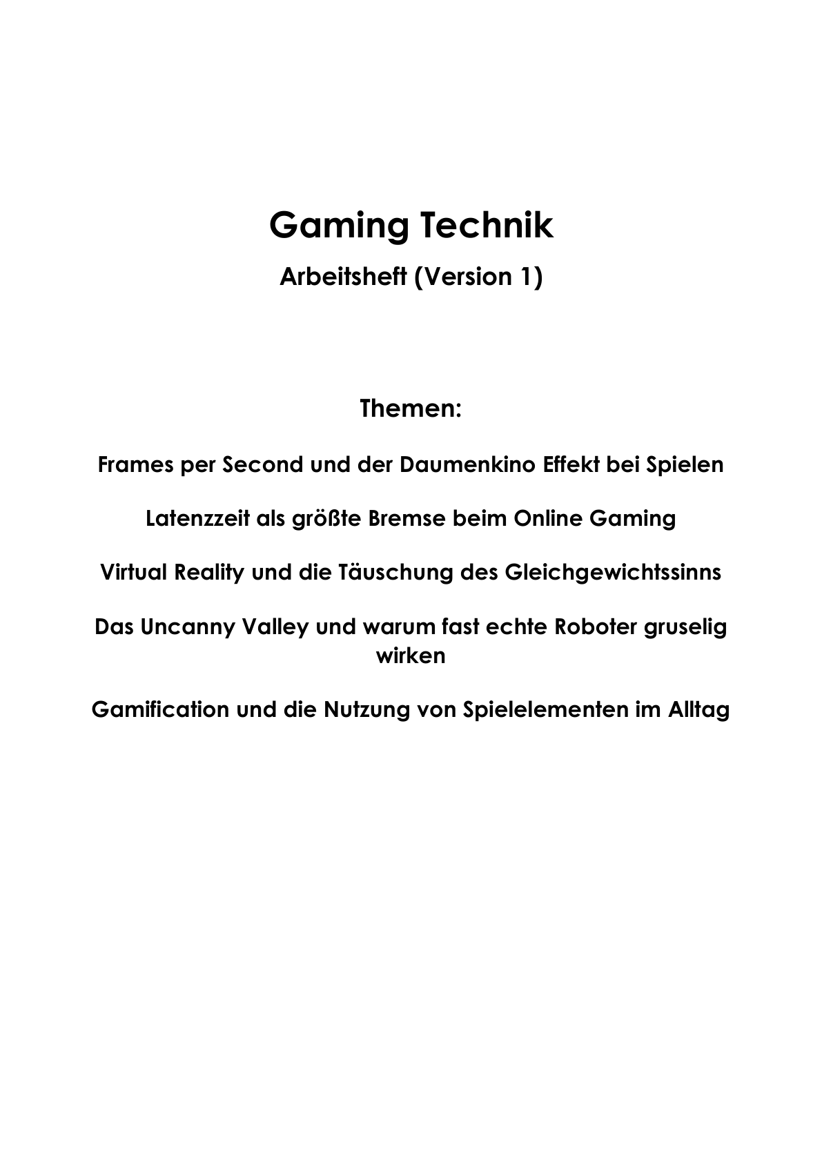  – Inhaltsverzeichnis