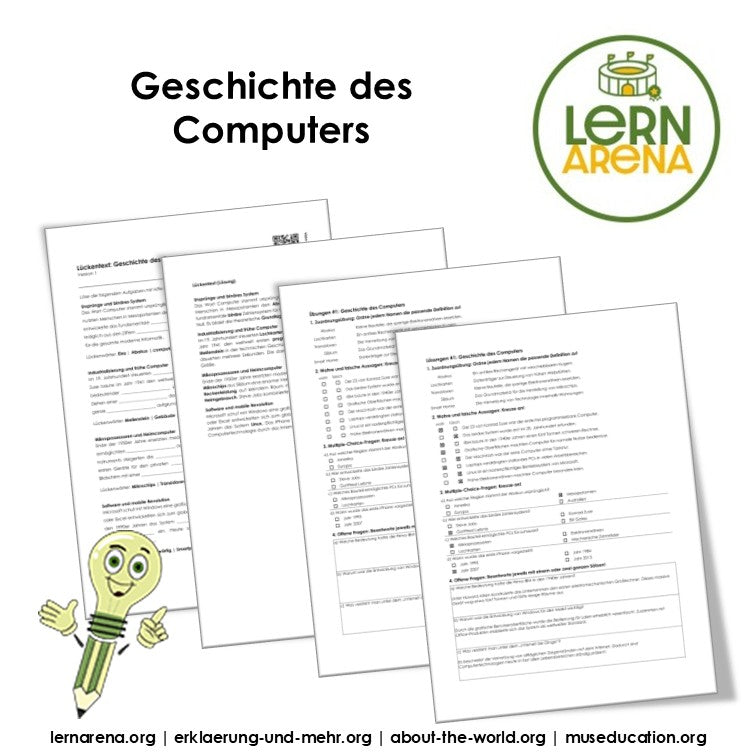 Geschichte des Computers Arbeitsheft, 10 Seiten, mit Lösungen und QR-Code zum Erklärvideo