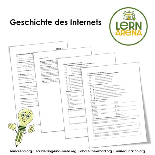 Geschichte des Internets Arbeitsheft, 10 Seiten, mit 3 Lückentexten, Übungen und Lösungen