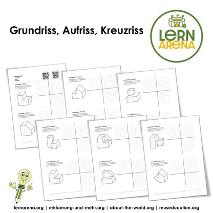 Grundriss Aufriss Kreuzriss Arbeitsheft (14 Seiten) | Normalrisse üben | PDF – Titelbild