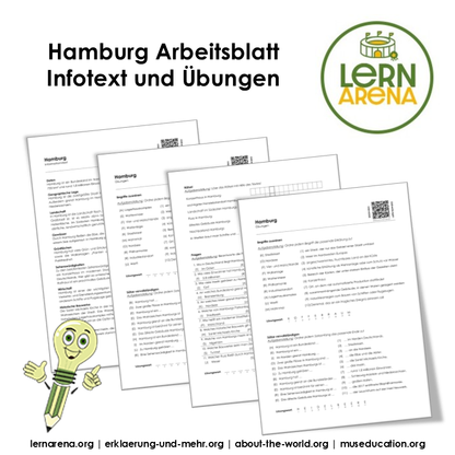 Hamburg Arbeitsblatt (PDF) mit Infotext, Übungen, Lösungen und QR-Codes | 5 Seiten