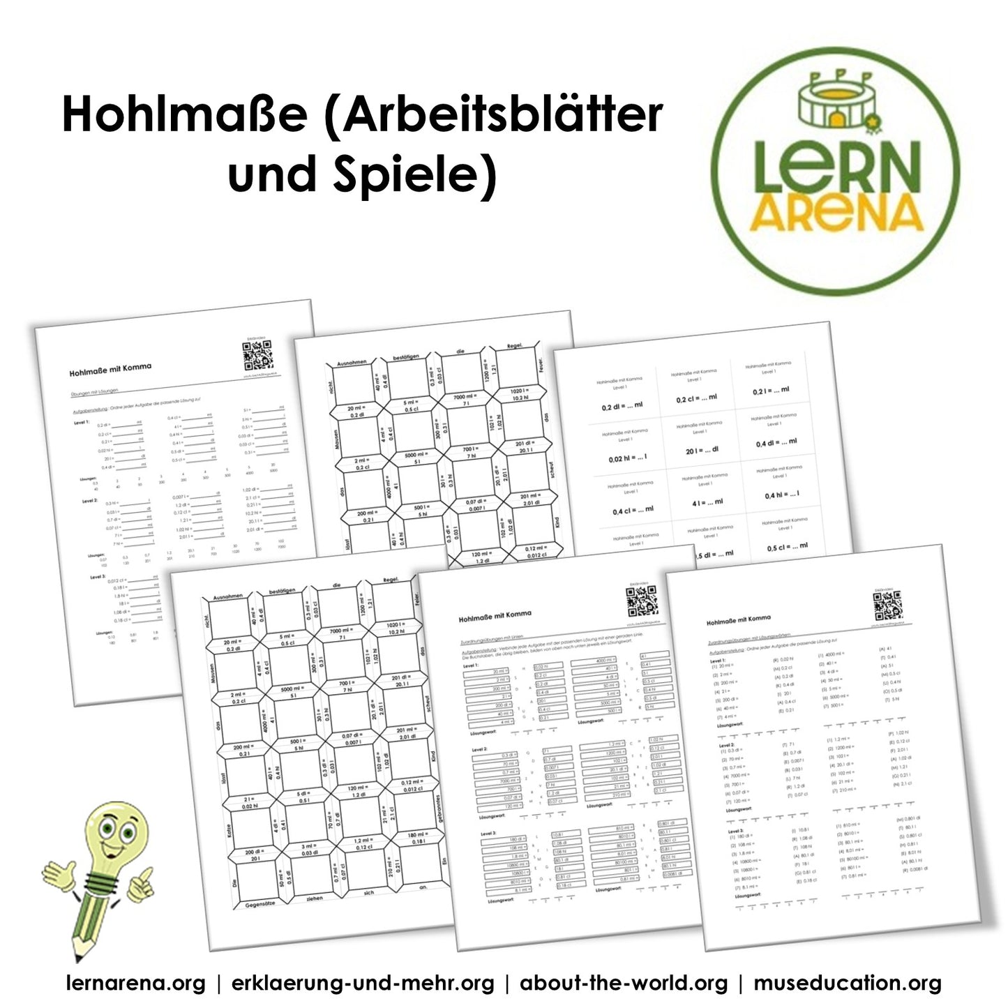 Hohlmaße mit Komma (ml, cl, dl, l, hl) | Arbeitsheft (178 Seiten inkl. Lösungen) – Titelbild