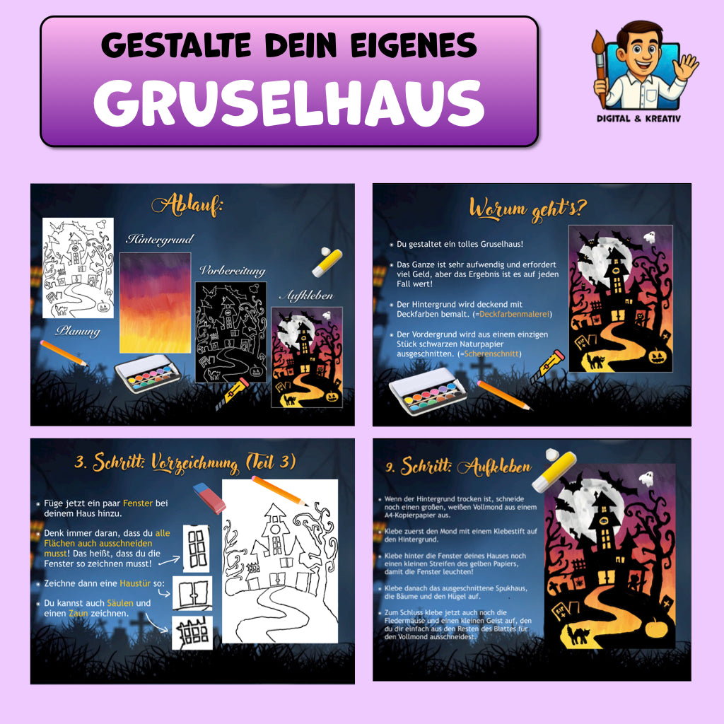 Kunst Schritt für Schritt: Gestalte dein eigenes Gruselhaus!