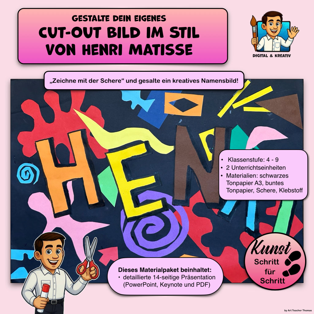 Kunstprojekt „Cut-Out-Namensbild nach Matisse“ – Titelbild