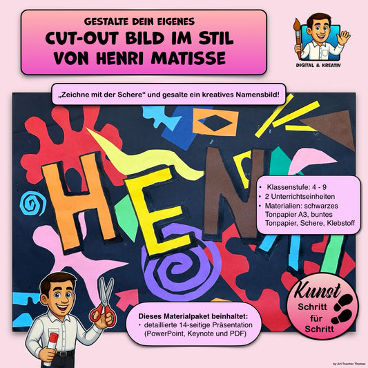 Kunst Schritt für Schritt: Cut-Out-Bild nach Matisse! (inkl. Vorlage)