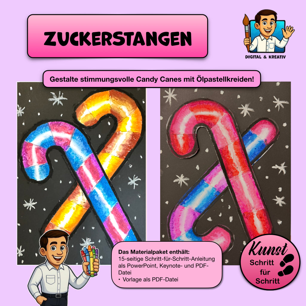 Kunst Schritt für Schritt: Gestalte eigene Candy Canes (Zuckerstangen)