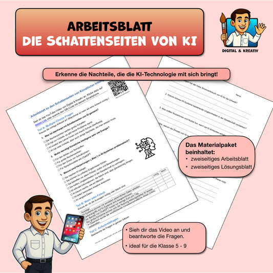 Arbeitsblatt zu den Schattenseiten von KI (PDF + Lösung)