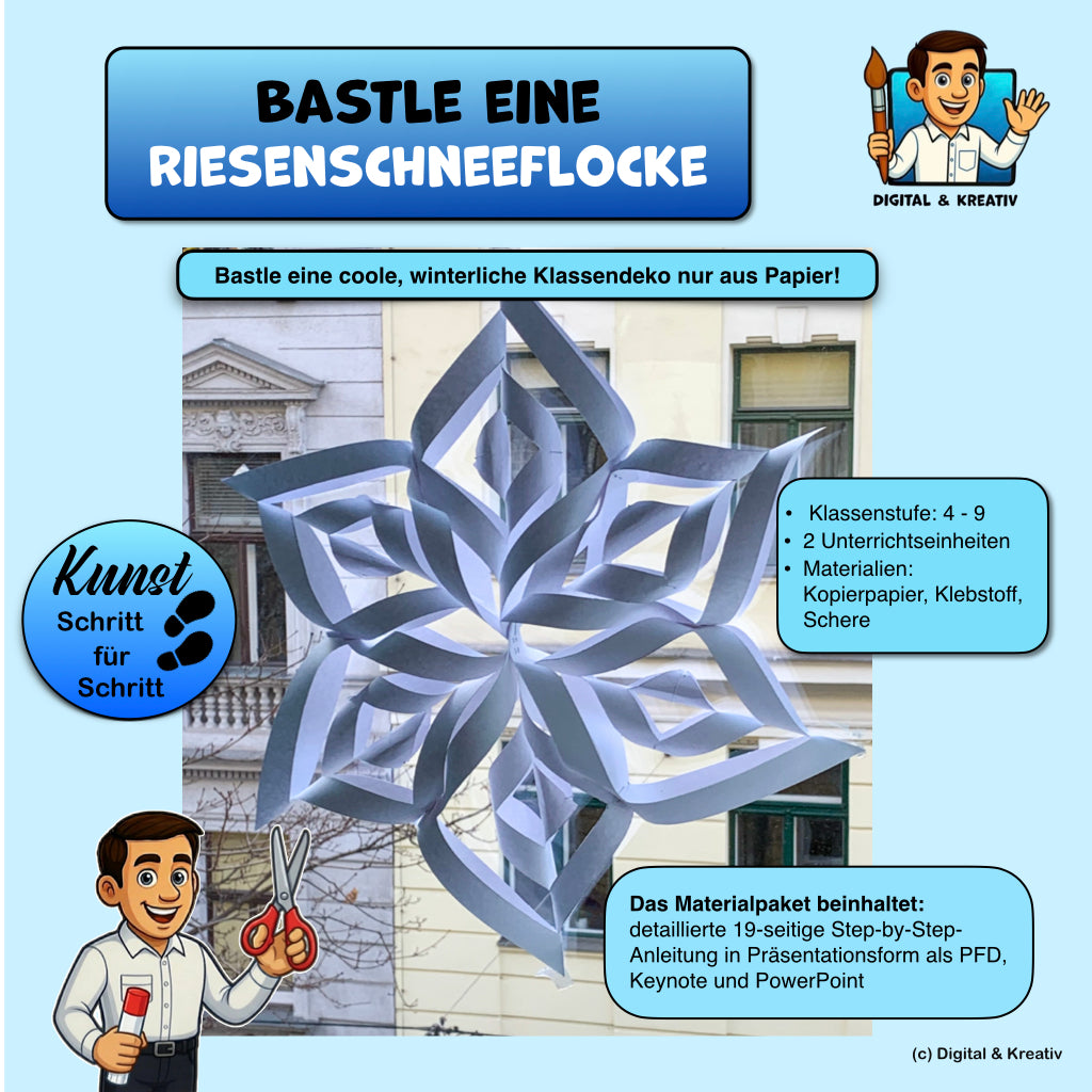 Kunst Schritt für Schritt: Bastle eine Riesenschneeflocke!
