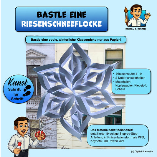 Kunst Schritt für Schritt: Bastle eine Riesenschneeflocke!