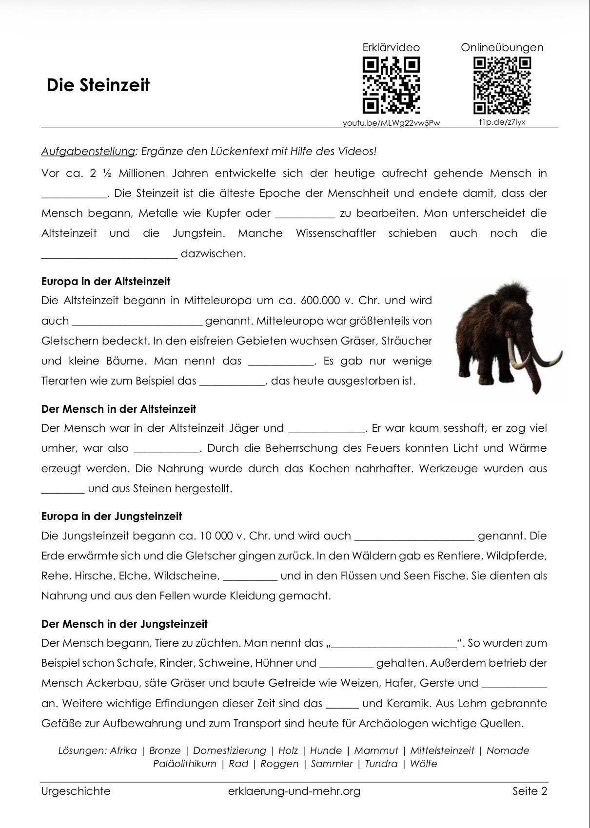 Urgeschichte – Steinzeit, Bronzezeit & Eisenzeit | 12-seitiges Arbeitsheft (PDF)