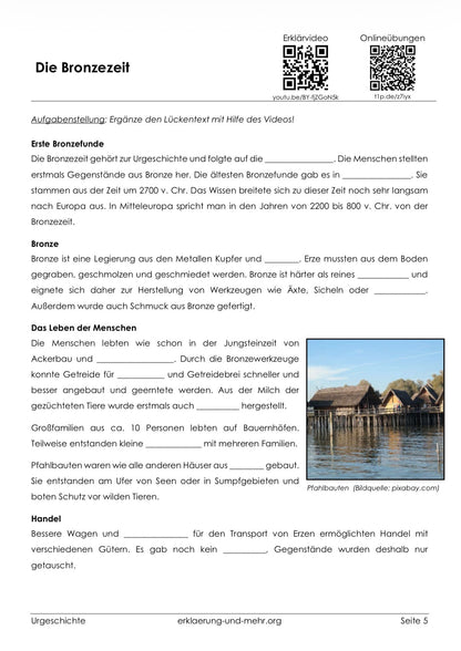 Urgeschichte – Steinzeit, Bronzezeit & Eisenzeit | 12-seitiges Arbeitsheft (PDF)