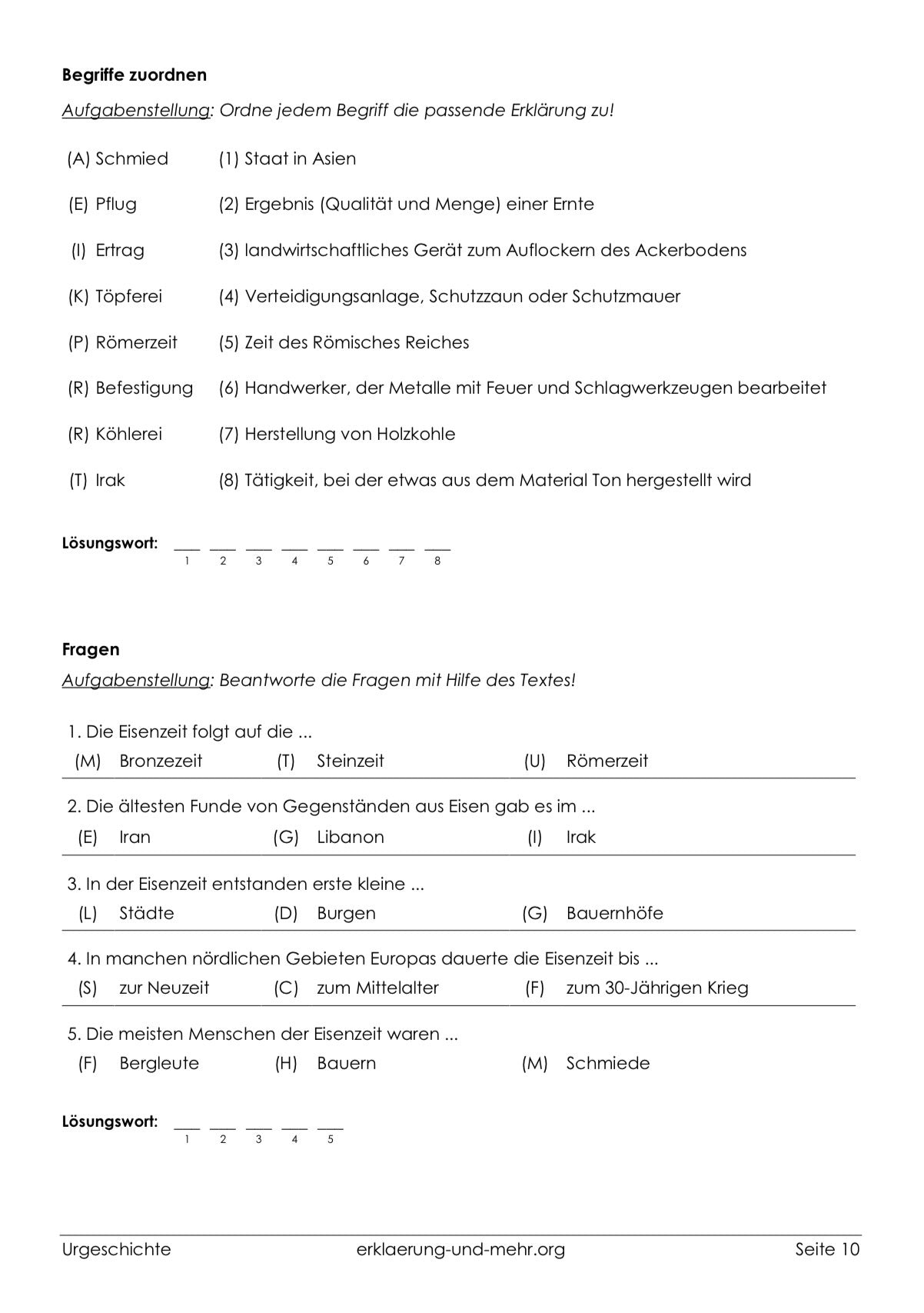 Urgeschichte – Steinzeit, Bronzezeit & Eisenzeit | 12-seitiges Arbeitsheft (PDF)