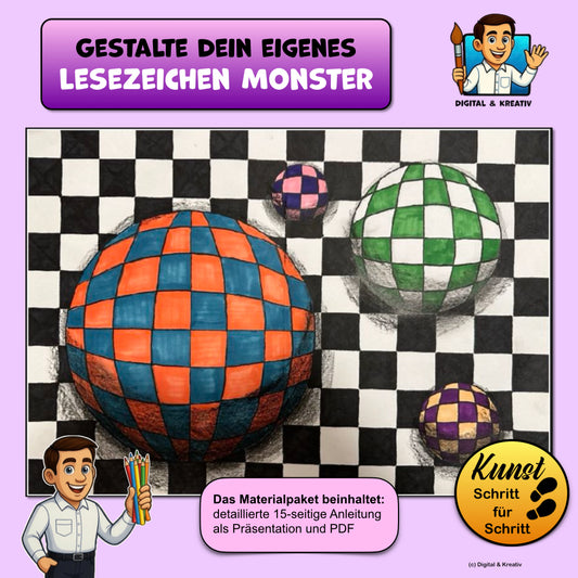 Kunstprojekt „Op-Art-Kugeln“ – Schritt-für-Schritt-Anleitung zur optischen Täuschung mit Filzstiften (15 Seiten)