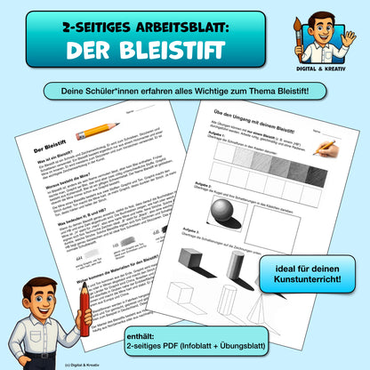 Der Bleistift – Grundlagen des Zeichnens und Schattierens (Arbeitsblatt, 2 Seiten PDF)