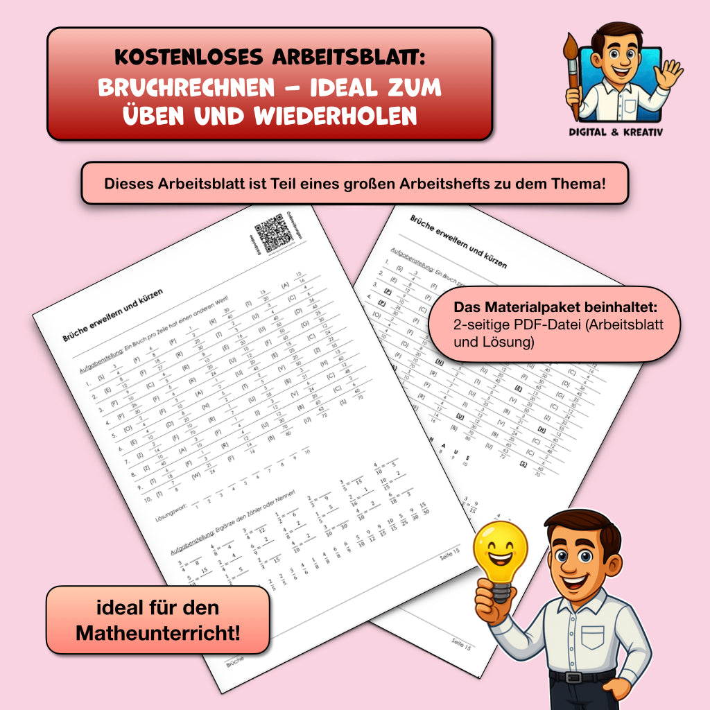 Kostenloses Arbeitsblatt: Bruchrechnen – Titelbild