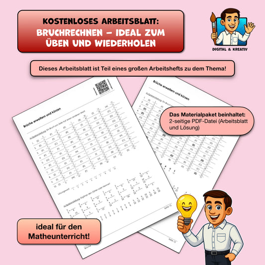 Kostenloses Arbeitsblatt: Bruchrechnen – Titelbild
