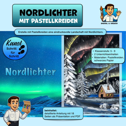 Kunstprojekt „Nordlichter“ mit Pastellkreiden (18 Seiten) – Titelbild