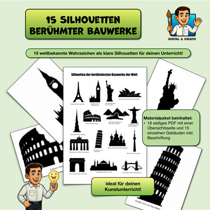 Silhouetten berühmter Bauwerke der Welt – Titelbild