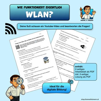 Wie funktioniert WLAN? Arbeitsheft (4 Seiten) | Video Arbeitsblatt inkl. Lösungen | PDF – Titelbild
