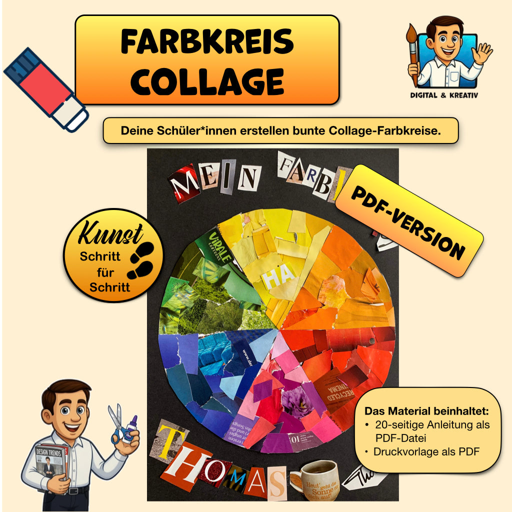 Farbkreis Collage Kunstprojekt (21 Folien) | Farbenlehre kreativ umsetzen | PDF-Version – Titelbild