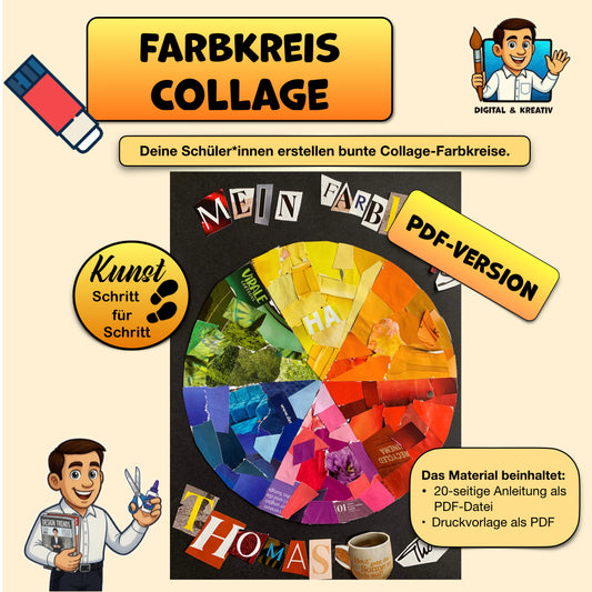 Farbkreis Collage Kunstprojekt (21 Folien) | Farbenlehre kreativ umsetzen | PDF-Version – Titelbild
