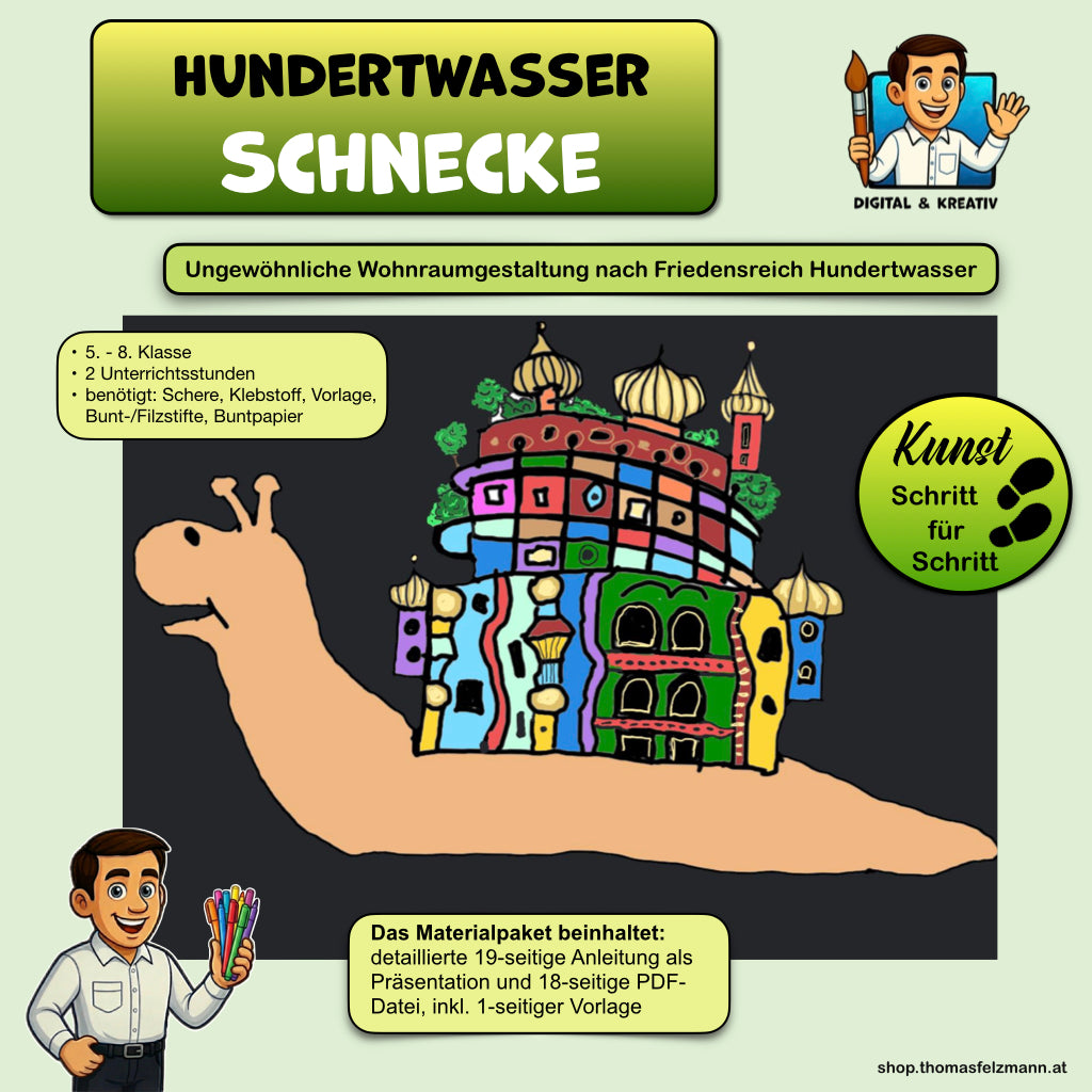 Hundertwasser Schnecke Kunstprojekt, 21 Folien + 1 Kopiervorlage) – Titelbild